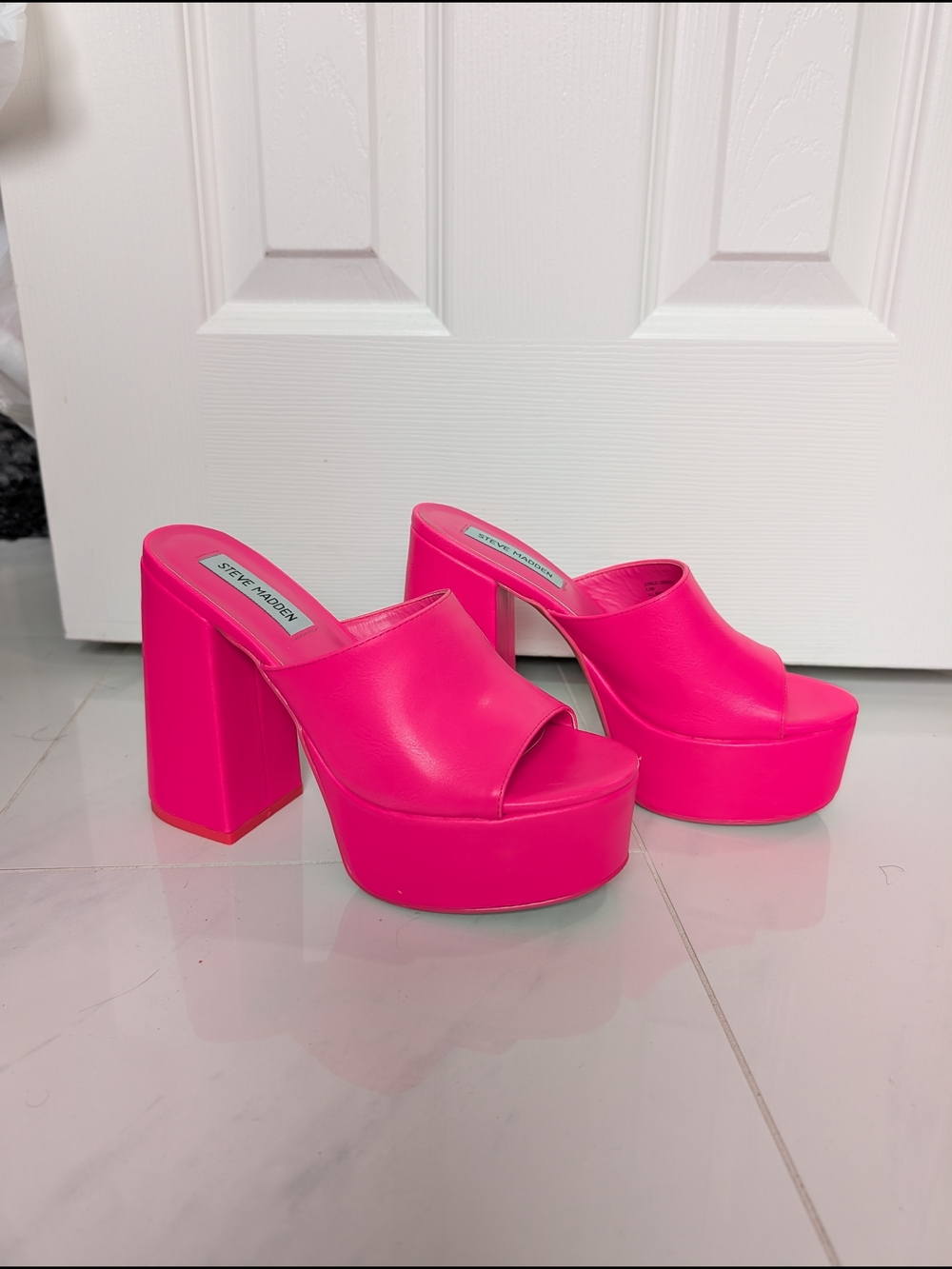 Steve Madden Hot Pink Platform Mule Heels